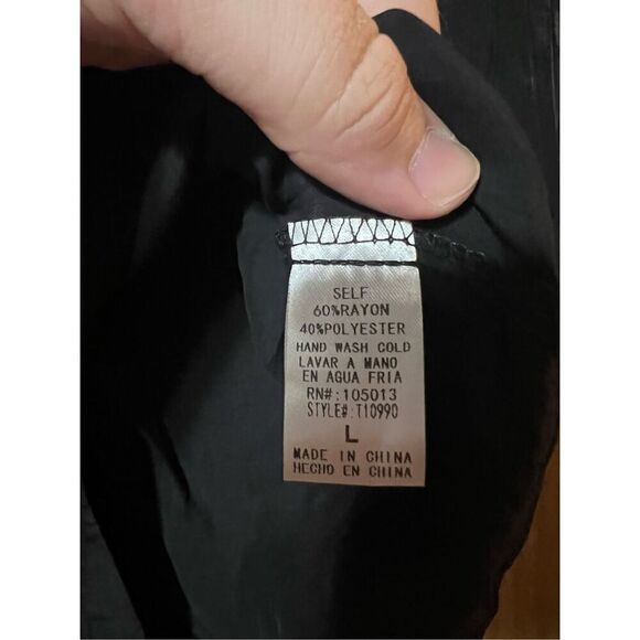 Woman’s Black Button Up Top With Rhinestone Fringe Woman’s Size Large - Picture 7 of 10